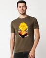 Shop Men's Brown Zenitsu Graphic Printed Cotton T-shirt-Front