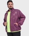 Shop Men's Burgandy Plus Size Printed Windcheater Jacket-Front