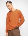 Shop Men's Burnt Orange Flat Knit Sweater-Front
