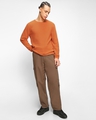 Shop Men's Burnt Orange Flat Knit Sweater-Full