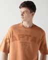 Shop Men's Camel Brown Captain Graphic Printed Oversized T-shirt