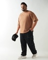 Shop Men's Camel Brown Oversized Plus Size T-shirt-Full