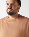 Shop Men's Camel Brown Oversized Plus Size T-shirt