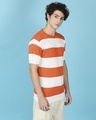 Shop Men's Candy White Striped Knitted Slim Fit T-shirt-Design