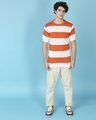 Shop Men's Candy White Striped Knitted Slim Fit T-shirt