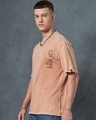 Shop Men's Caramel Orange Kadak Chai Graphic Printed Oversized Acid Wash T-shirt-Full