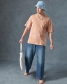 Shop Men's Caramel Orange Kadak Chai Graphic Printed Oversized Acid Wash T-shirt