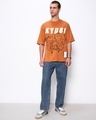 Shop Men's Caramel Orange Kyubi 9 Tails Graphic Printed Oversized T-shirt