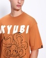 Shop Men's Caramel Orange Kyubi 9 Tails Graphic Printed Oversized T-shirt