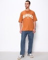 Shop Men's Caramel Orange Rengoku Flame Hashira Typography Oversized T-shirt