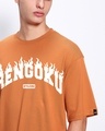 Shop Men's Caramel Orange Rengoku Flame Hashira Typography Oversized T-shirt