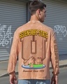 Shop Men's Caramel Orange Sedentary State Graphic Printed Oversized Acid Wash T-shirt-Front