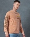 Shop Men's Caramel Orange Sedentary State Graphic Printed Oversized Acid Wash T-shirt-Full