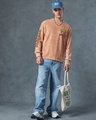 Shop Men's Caramel Orange Sedentary State Graphic Printed Oversized Acid Wash T-shirt