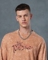 Shop Men's Caramel Orange Toad Sage Graphic Printed Oversized Acid Wash T-shirt