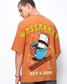 Shop Men's Caramel Orange Was a Bae Graphic Printed Oversized T-shirt-Front