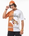 Shop Men's Orange & White Looney Tunes Graphic Printed Oversized T-shirt-Front