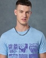 Shop Men's Chambray Blue Blooming Flower Graphic Printed T-shirt
