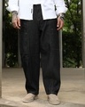 Shop Men's Charcoal Black Washed Baggy Fit Cargo Jeans-Front