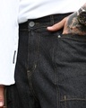 Shop Men's Charcoal Black Washed Baggy Fit Cargo Jeans