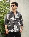 Shop Men's Charcoal Black & White All Over Floral Printed Shirt-Front
