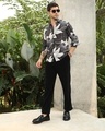 Shop Men's Charcoal Black & White All Over Floral Printed Shirt-Full