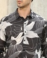 Shop Men's Charcoal Black & White All Over Floral Printed Shirt
