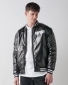 Shop Men's Black Nasa Graphic Printed Oversized Bomber Jacket