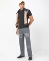 Shop Men's Charcoal Grey Icon Graphic Printed Oversized Wide Leg Track Pants-Full