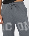 Shop Men's Charcoal Grey Icon Graphic Printed Oversized Wide Leg Track Pants
