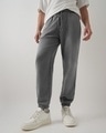 Shop Men's Charcoal Grey Oversized Acid Wash Joggers-Front