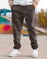 Shop Men's Charcoal Grey Oversized Joggers-Front