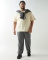 Shop Men's Charcoal Grey Oversized Plus Size Acid Wash Joggers-Full