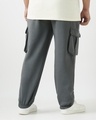 Shop Men's Charcoal Grey Oversized Plus Size Cargo Joggers-Design