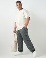 Shop Men's Charcoal Grey Oversized Plus Size Cargo Joggers-Full