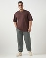 Shop Men's Charcoal Grey Oversized Plus Size Joggers-Full