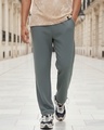 Shop Men's Charcoal Grey Textured Oversized Parachute Pants-Front