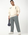 Shop Men's Charcoal Grey Textured Oversized Plus Size Parachute Pants-Full