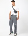 Shop Men's Charcoal Grey Vengeance Typography Oversized Track Pants-Full