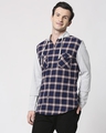 Shop Men's Checks Relaxed Fit Hoodie Shirt-Front
