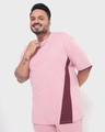 Shop Men's Cheeky Pink Color Block  Plus Size T-shirt-Front