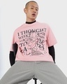 Shop Men's Cheeky Pink I Thought Weekend Typography Oversized T-shirt-Front