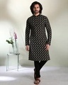 Shop Men's Chill All Over Printed Black Relaxed Fit Long Kurta-Front