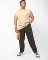 Shop Men's Chocolate Brown Baggy Oversized Plus Size Cargo Pants-Full