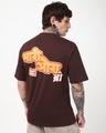Shop Men's Chocolate Brown Bhari Aura Graphic Printed Oversized T-shirt-Full