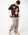 Shop Men's Chocolate Brown Bhari Aura Graphic Printed Oversized T-shirt