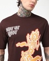 Shop Men's Chocolate Brown Bhari Aura Graphic Printed Oversized T-shirt
