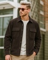 Shop Men's Chocolate Brown Corduroy Jacket-Front