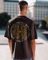 Shop Men's Chocolate Brown Creation and Existence Graphic Printed Oversized T-shirt-Front