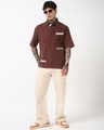 Shop Men's Chocolate Brown Iron Man Graphic Printed Oversized Acid Wash Polo T-shirt